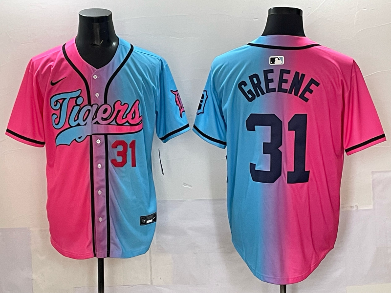 Men 2025 Detroit Tigers #31 Greene Blue pink Game Nike MLB Jersey style 002